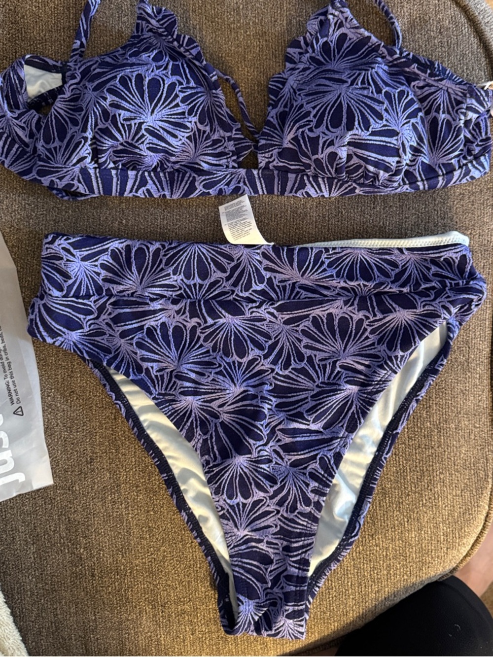 CUPSHE Floral Purple Two-Piece Bikini Set
